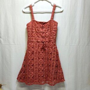 Aeropostale Rose Corset Detail Mini Dress Floral Lace Fit & Flare Medium Size